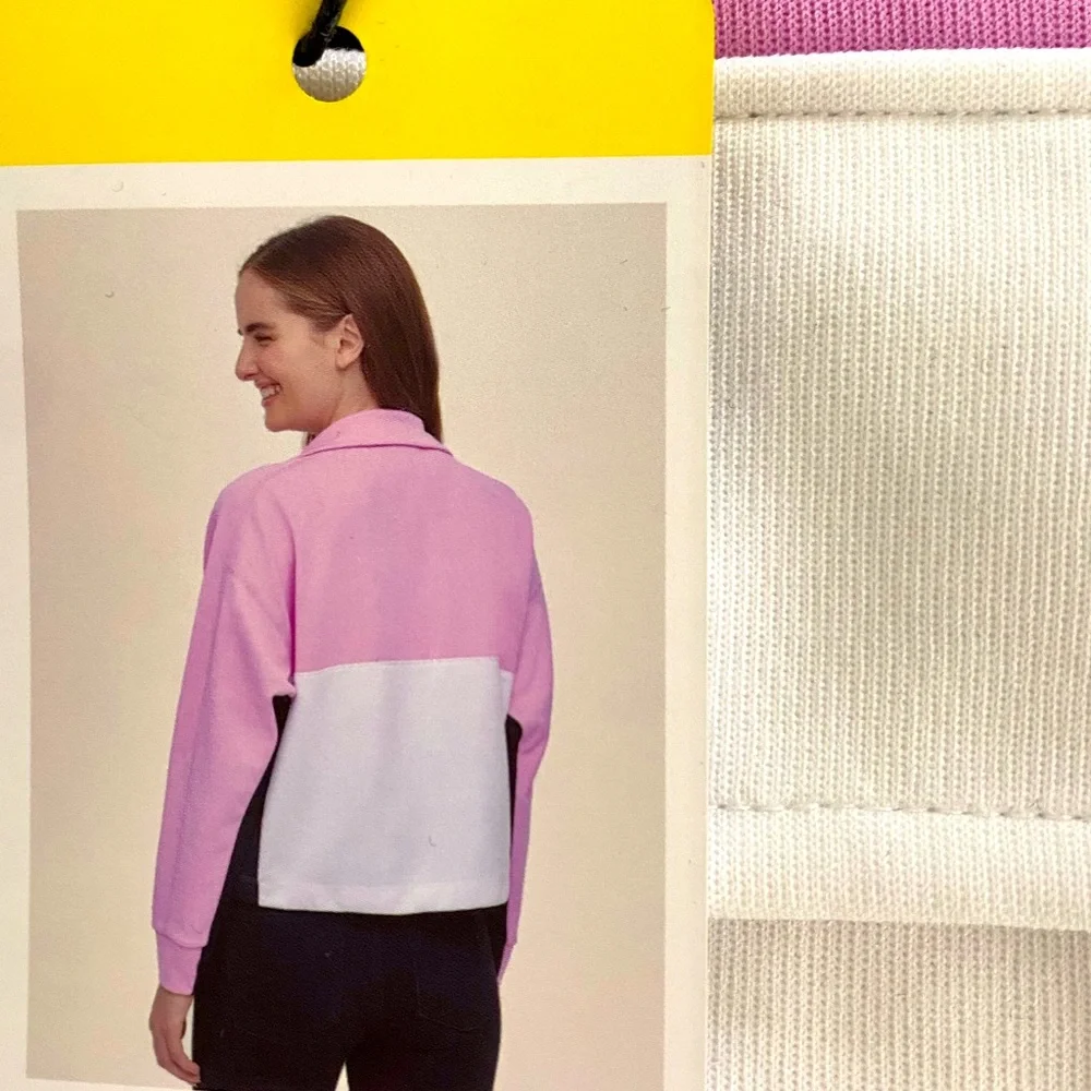 DKNY Sport Woman’s Colorblock Pullover Quarter Zip Sweatshirt - Picture 3 of 8